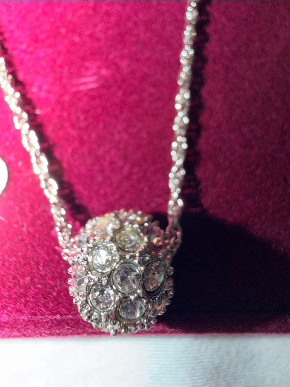 Swarovski Crystal Pendant Necklace and Bangle Set - Silver Tone
